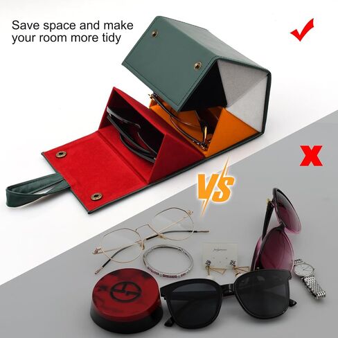 Travel Sunglasses Organizer, Sunglass Travel Case for Multiple Pairs, Foldable Hanging Eyeglass Storage with 5 Slots in Kuwait