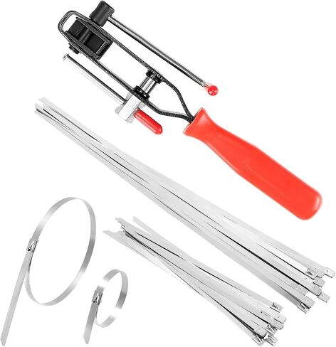 QWORK Auto Joint Banding Boot Axle Clamp Pliers with 20PCS Stainless Steel CV Joint Boot Band Clamps, Auto/ATV CV Axle Clamp Tool Kit Includes 10 Small and 10 Large Clamps in Saudi Arabia