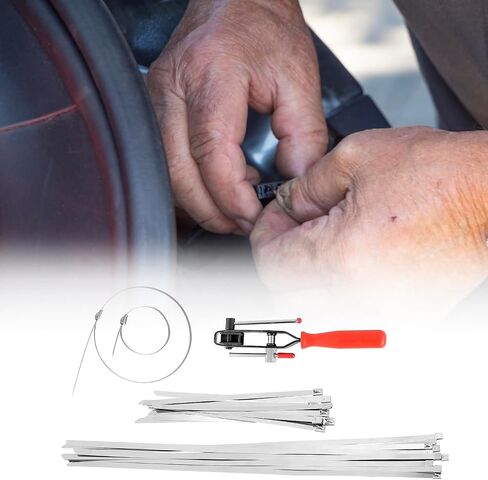 QWORK Auto Joint Banding Boot Axle Clamp Pliers with 20PCS Stainless Steel CV Joint Boot Band Clamps, Auto/ATV CV Axle Clamp Tool Kit Includes 10 Small and 10 Large Clamps in Saudi Arabia