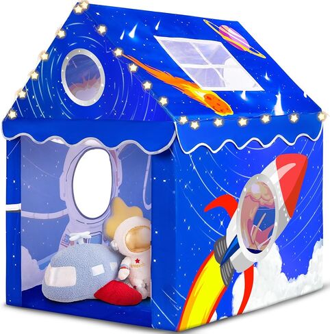SULIFEEL Farm Kids Tent with Mat & LED Star Lights, Boys and Girls Play Tent Indoor and Outdoor Games, Children Large Play House with Windows 47" x40" x 50" in Saudi Arabia