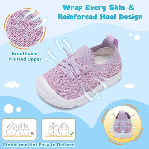 FEETCITY Toddler Sneakers Toddler Walking Shoes Boys Girls Toddler Tennis Shoes Lightweight Brethable Kids Slip On Shoes in Saudi Arabia