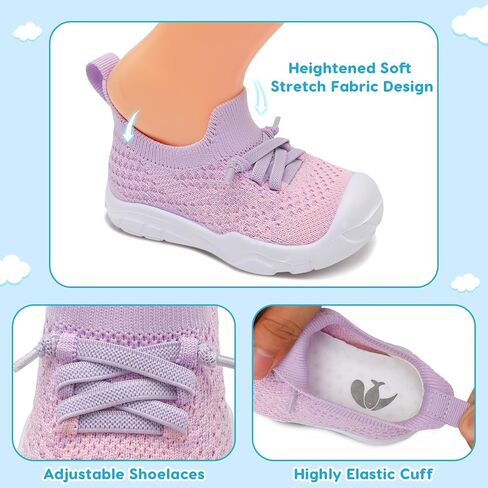 FEETCITY Toddler Sneakers Toddler Walking Shoes Boys Girls Toddler Tennis Shoes Lightweight Brethable Kids Slip On Shoes in Saudi Arabia