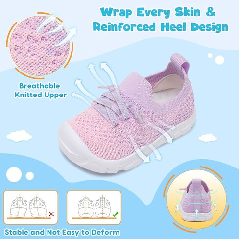 FEETCITY Toddler Sneakers Toddler Walking Shoes Boys Girls Toddler Tennis Shoes Lightweight Brethable Kids Slip On Shoes in Saudi Arabia