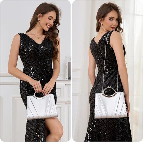 Clutch Purses for Women Formal, Pleated PU Leather Evening Bag, Elegant Evening Handbags for Party, Prom, Wedding in Saudi Arabia