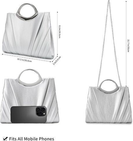 Clutch Purses for Women Formal, Pleated PU Leather Evening Bag, Elegant Evening Handbags for Party, Prom, Wedding in Saudi Arabia