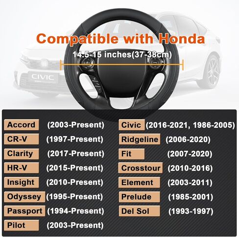 GIANT PANDA Steering Wheel Cover for Honda Civic(2006-2015),CR-Z, Insight, S2000 (Black-Small Size) in Saudi Arabia