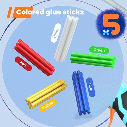 مسدس صمغ ساخن لاسلكي من GoGonova، تسخين سريع لمدة 15 ثانية مع بطارية مدمجة ومسدس صمغ يذوب ساخن، إيقاف تشغيل ذكي، طقم مع 25 قطعة من أعواد الصمغ الملونة الصغيرة ومنفذ شحن USB-C in Kuwait