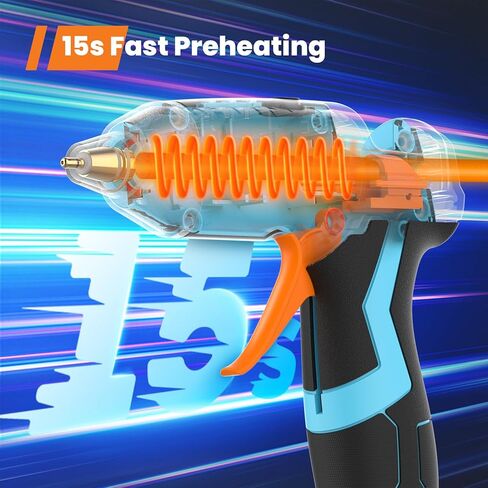 مسدس صمغ ساخن لاسلكي من GoGonova، تسخين سريع لمدة 15 ثانية مع بطارية مدمجة ومسدس صمغ يذوب ساخن، إيقاف تشغيل ذكي، طقم مع 25 قطعة من أعواد الصمغ الملونة الصغيرة ومنفذ شحن USB-C in Kuwait