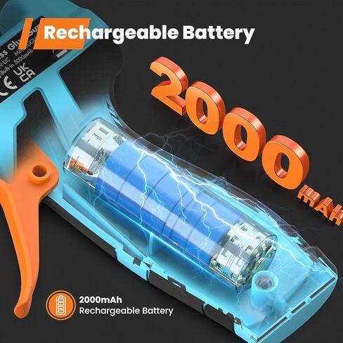 مسدس صمغ ساخن لاسلكي من GoGonova، تسخين سريع لمدة 15 ثانية مع بطارية مدمجة ومسدس صمغ يذوب ساخن، إيقاف تشغيل ذكي، طقم مع 25 قطعة من أعواد الصمغ الملونة الصغيرة ومنفذ شحن USB-C in Kuwait