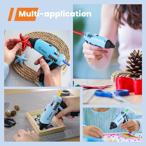 مسدس صمغ ساخن لاسلكي من GoGonova، تسخين سريع لمدة 15 ثانية مع بطارية مدمجة ومسدس صمغ يذوب ساخن، إيقاف تشغيل ذكي، طقم مع 25 قطعة من أعواد الصمغ الملونة الصغيرة ومنفذ شحن USB-C in Kuwait