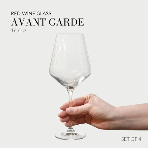 مجموعة كؤوس النبيذ الأحمر الكلاسيكية من كروسنو مكونة من 6 قطع، 16.6 أونصة، مجموعة Avant-Garde، حافة طويلة من الزجاج الكريستالي رفيعة وجذع طويل أنيق فريد من نوعه، آمن للاستخدام في غسالة الأطباق، صنع في أوروبا in Kuwait