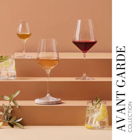 مجموعة كؤوس النبيذ الأحمر الكلاسيكية من كروسنو مكونة من 6 قطع، 16.6 أونصة، مجموعة Avant-Garde، حافة طويلة من الزجاج الكريستالي رفيعة وجذع طويل أنيق فريد من نوعه، آمن للاستخدام في غسالة الأطباق، صنع في أوروبا in Kuwait