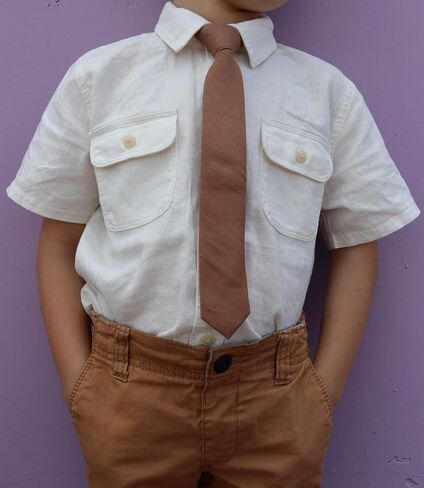 Otis & Oliver Boys Solid Color Tie Pre-Tied Kids Necktie Age 1-12 Adjustable Woven Cotton Church Wedding School Graduation in Saudi Arabia