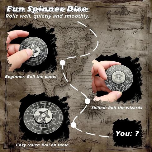 PJOY Spinner Dice 7-in-1 Metal DND Dice Set Built-in D4, D6, D8, D10, D%, D12 and D20 Unique Dice Spinner Wizard Metal D&D Dice for Dungeons and Dragons DND Gifts Stocking Stuffers in Saudi Arabia