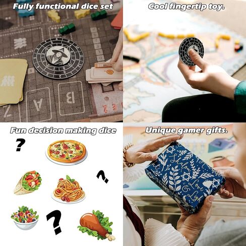 PJOY Spinner Dice 7-in-1 Metal DND Dice Set Built-in D4, D6, D8, D10, D%, D12 and D20 Unique Dice Spinner Wizard Metal D&D Dice for Dungeons and Dragons DND Gifts Stocking Stuffers in Saudi Arabia
