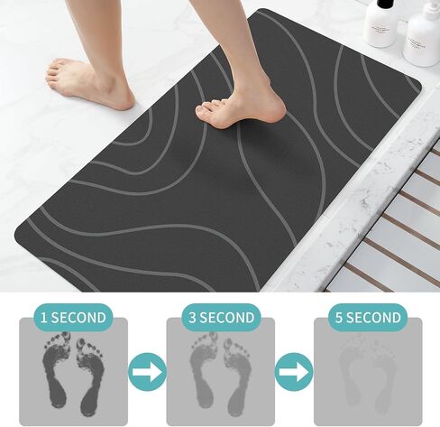 Schweek Bath Mat Rug Sets 5 Piece, Super Absorbent Quick Dry Bathroom Rugs Sets Non Slip Rubber Bath Mats Fit Under Door Thin Floor Mat U Shape Toilet Mats Set for Bathroom Bathtub Sink in Saudi Arabia