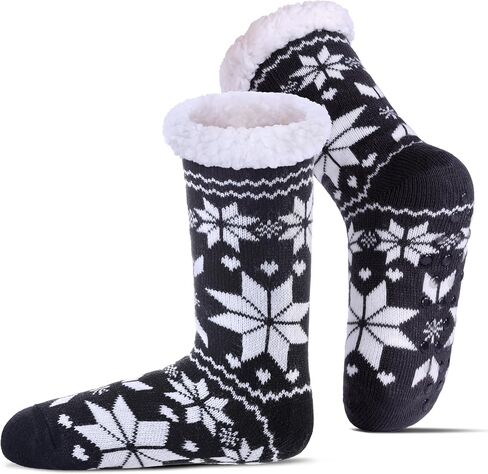 Slipper Socks for Women Fuzzy Non Slip Winter Thick Warm Soft Cozy Fleece Lining Home Socks with Grippers in Saudi Arabia