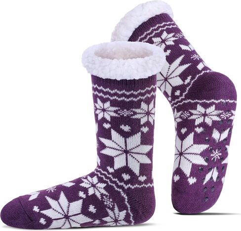 Slipper Socks for Women Fuzzy Non Slip Winter Thick Warm Soft Cozy Fleece Lining Home Socks with Grippers in Saudi Arabia