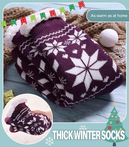 Slipper Socks for Women Fuzzy Non Slip Winter Thick Warm Soft Cozy Fleece Lining Home Socks with Grippers in Saudi Arabia