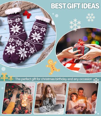 Slipper Socks for Women Fuzzy Non Slip Winter Thick Warm Soft Cozy Fleece Lining Home Socks with Grippers in Saudi Arabia