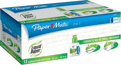 Paper Mate 42032 Liquid Paper 2 in 1 Correction Fluid, 22ml, 2 Count in Saudi Arabia