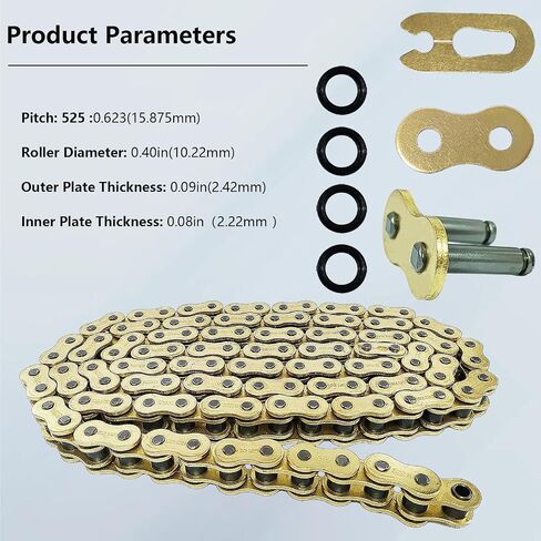 525 X-Ring Motorcycle Chain 128 Links with Connecting Master Link, High Performance Gold Drive Chain for Motorcycle, Mini Bike, Dirt Bike, Bycicles in Saudi Arabia