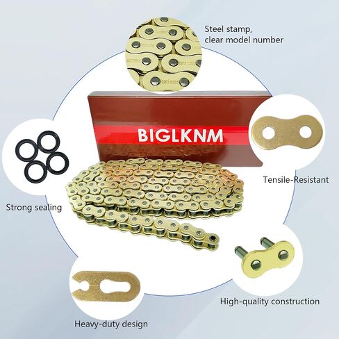 525 X-Ring Motorcycle Chain 128 Links with Connecting Master Link, High Performance Gold Drive Chain for Motorcycle, Mini Bike, Dirt Bike, Bycicles in Saudi Arabia