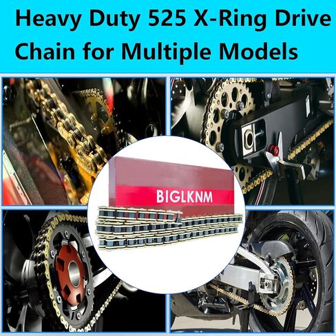 525 X-Ring Motorcycle Chain 128 Links with Connecting Master Link, High Performance Gold Drive Chain for Motorcycle, Mini Bike, Dirt Bike, Bycicles in Saudi Arabia