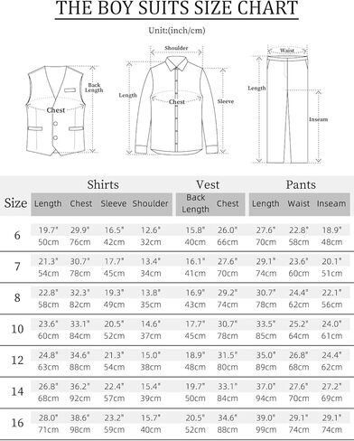 A&J DESIGN Boys 6-Piece Formal Suit Vest and Pant Set with Dress Shirts, Vest, Pants, Tie, Bowtie and Pocket Square in Kuwait