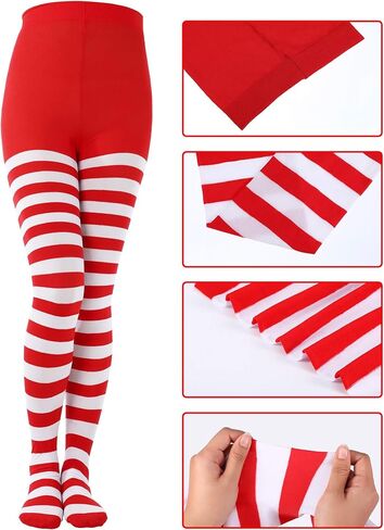 3 Pairs Christmas Striped Tights Full Length Tights Thigh High Stocking for Christmas Halloween Costume Accessory in Saudi Arabia