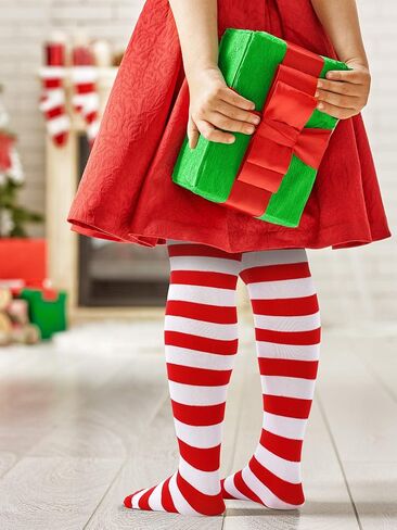 3 Pairs Christmas Striped Tights Full Length Tights Thigh High Stocking for Christmas Halloween Costume Accessory in Saudi Arabia