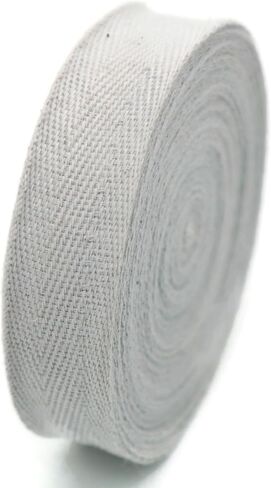1" & 1.18" & 1.5'' & 2" Cotton Twill Tape - 10 Yards - 50+ Colors -%100 Natural Cotton 1 Inch 1.5 Inch 2 Inch Herringbone Bias Binding Cotton Tape Trim for Sewing Wrapping Craft DIY 10573 (Silver)… in Kuwait