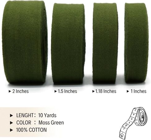 1" & 1.18" & 1.5'' & 2" Cotton Twill Tape - 10 Yards - 50+ Colors -%100 Natural Cotton 1 Inch 1.5 Inch 2 Inch Herringbone Bias Binding Cotton Tape Trim for Sewing Wrapping Craft DIY 10573 (Silver)… in Kuwait