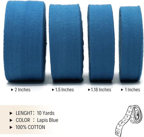 1" & 1.18" & 1.5'' & 2" Cotton Twill Tape - 10 Yards - 50+ Colors -%100 Natural Cotton 1 Inch 1.5 Inch 2 Inch Herringbone Bias Binding Cotton Tape Trim for Sewing Wrapping Craft DIY 10573 (Silver)… in Kuwait