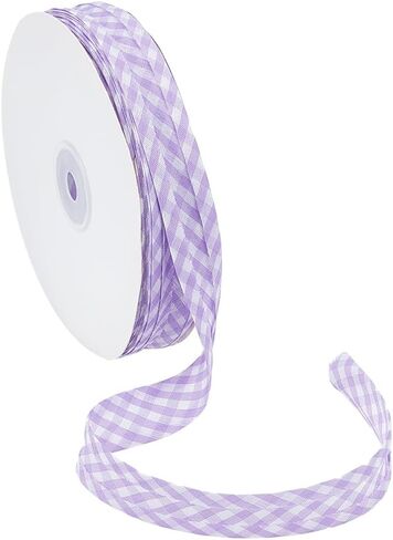 NBEADS 40 Yards Double Fold Bias Tape, 0.8 Inch Gingham Bias Binding Tape Polyester Pre-fold Bulk Bias Tape for Sewing Seaming Hemming Piping Quilting, Lilac in Kuwait