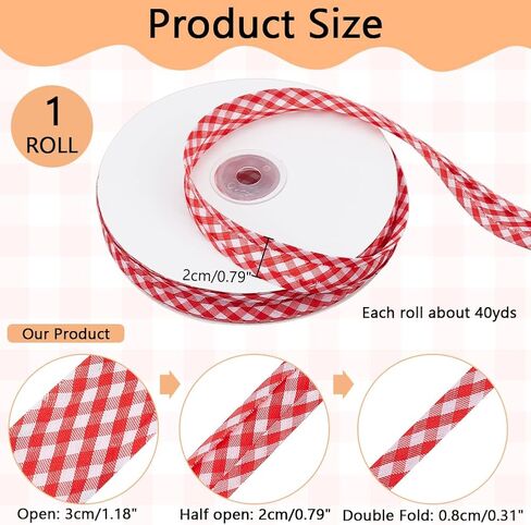 NBEADS 40 Yards Double Fold Bias Tape, 0.8 Inch Gingham Bias Binding Tape Polyester Pre-fold Bulk Bias Tape for Sewing Seaming Hemming Piping Quilting, Lilac in Kuwait