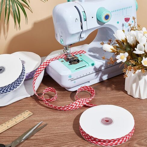 NBEADS 40 Yards Double Fold Bias Tape, 0.8 Inch Gingham Bias Binding Tape Polyester Pre-fold Bulk Bias Tape for Sewing Seaming Hemming Piping Quilting, Lilac in Kuwait