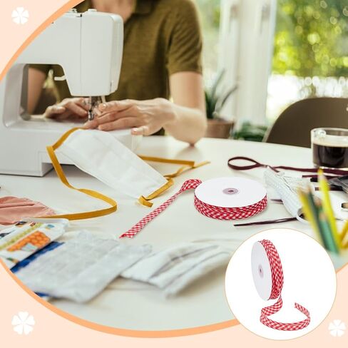 NBEADS 40 Yards Double Fold Bias Tape, 0.8 Inch Gingham Bias Binding Tape Polyester Pre-fold Bulk Bias Tape for Sewing Seaming Hemming Piping Quilting, Lilac in Kuwait