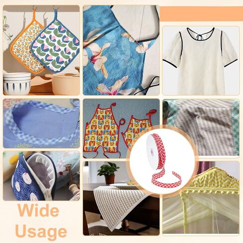 NBEADS 40 Yards Double Fold Bias Tape, 0.8 Inch Gingham Bias Binding Tape Polyester Pre-fold Bulk Bias Tape for Sewing Seaming Hemming Piping Quilting, Lilac in Kuwait