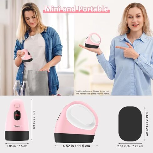آلة ضغط حراري صغيرة، مكبس حديد صغير لنقل الحرارة، 3 إعدادات للحرارة ودرجة حرارة مرئية، مكبس حراري محمول سهل للحرف اليدوية، القمصان، القبعات، الأحذية، الحقائب، القبعات ومشاريع الفينيل الصغيرة (أزرق) in Kuwait