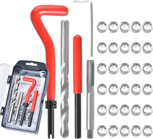 JoyTube Thread Repair Kit SAE, Stainless 1/4-20 Inch Thread Repair Insert Kit Compatible Hand Tool Set for Auto Repairing in Kuwait