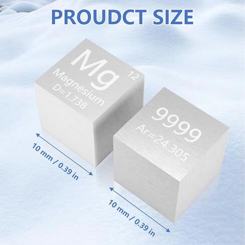 Zinc Cube Zn 99.995% Metal Element Cube Pure 10mm Density Cube for Elements Collection DIY Teacher Science Creative Gift (0.39inch, Zn) in Kuwait