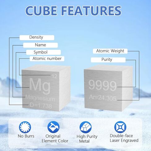 Zinc Cube Zn 99.995% Metal Element Cube Pure 10mm Density Cube for Elements Collection DIY Teacher Science Creative Gift (0.39inch, Zn) in Kuwait