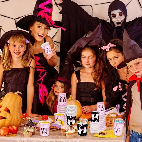 120 Pack Halloween Baby Shower Cups Disposable A Baby Is Brewing Cups Halloween Little Boo Baby Shower Decorations Halloween Gender Reveal Party Supplies Halloween Cups 9 oz for Adults(Blue) in Kuwait