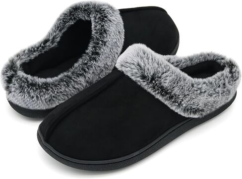 شباشب منزلية من إسفنج الذاكرة للنساء، شباشب منزل نسائية من القطيفة المنفوش وغرفة النوم في الداخل والخارج، أحذية منزلية لطيفة ومريحة للسيدات من جلد الغزال مع دعم للقوس in Kuwait