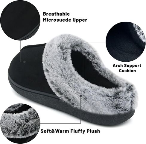 شباشب منزلية من إسفنج الذاكرة للنساء، شباشب منزل نسائية من القطيفة المنفوش وغرفة النوم في الداخل والخارج، أحذية منزلية لطيفة ومريحة للسيدات من جلد الغزال مع دعم للقوس in Kuwait