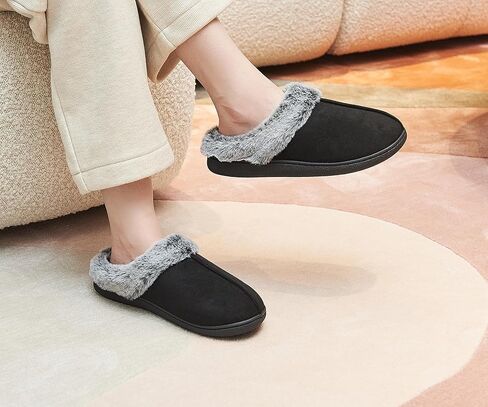 شباشب منزلية من إسفنج الذاكرة للنساء، شباشب منزل نسائية من القطيفة المنفوش وغرفة النوم في الداخل والخارج، أحذية منزلية لطيفة ومريحة للسيدات من جلد الغزال مع دعم للقوس in Kuwait