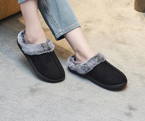 شباشب منزلية من إسفنج الذاكرة للنساء، شباشب منزل نسائية من القطيفة المنفوش وغرفة النوم في الداخل والخارج، أحذية منزلية لطيفة ومريحة للسيدات من جلد الغزال مع دعم للقوس in Kuwait