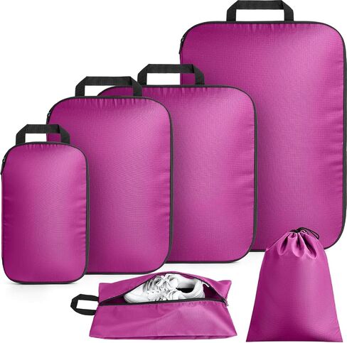 Packing Cubes for Travel, 6 Set Lightweight Compression Travel Bags - Luggage Suitcase Organizer Travel Essentials, Expandable Packing Cubes Organizer for Carry on Suitcases,Black in Saudi Arabia
