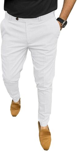 Mens Fashion Dress Pants Slim Fit Casual Business Dress Pants Classic Work Pants in Kuwait